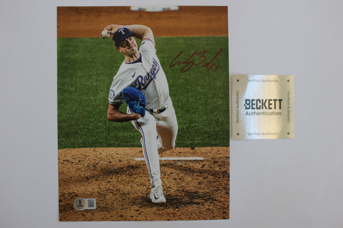 CODY BRADFORD TEXAS RANGERS SIGNED 8x10 PHOTO Throwing Ks BAS