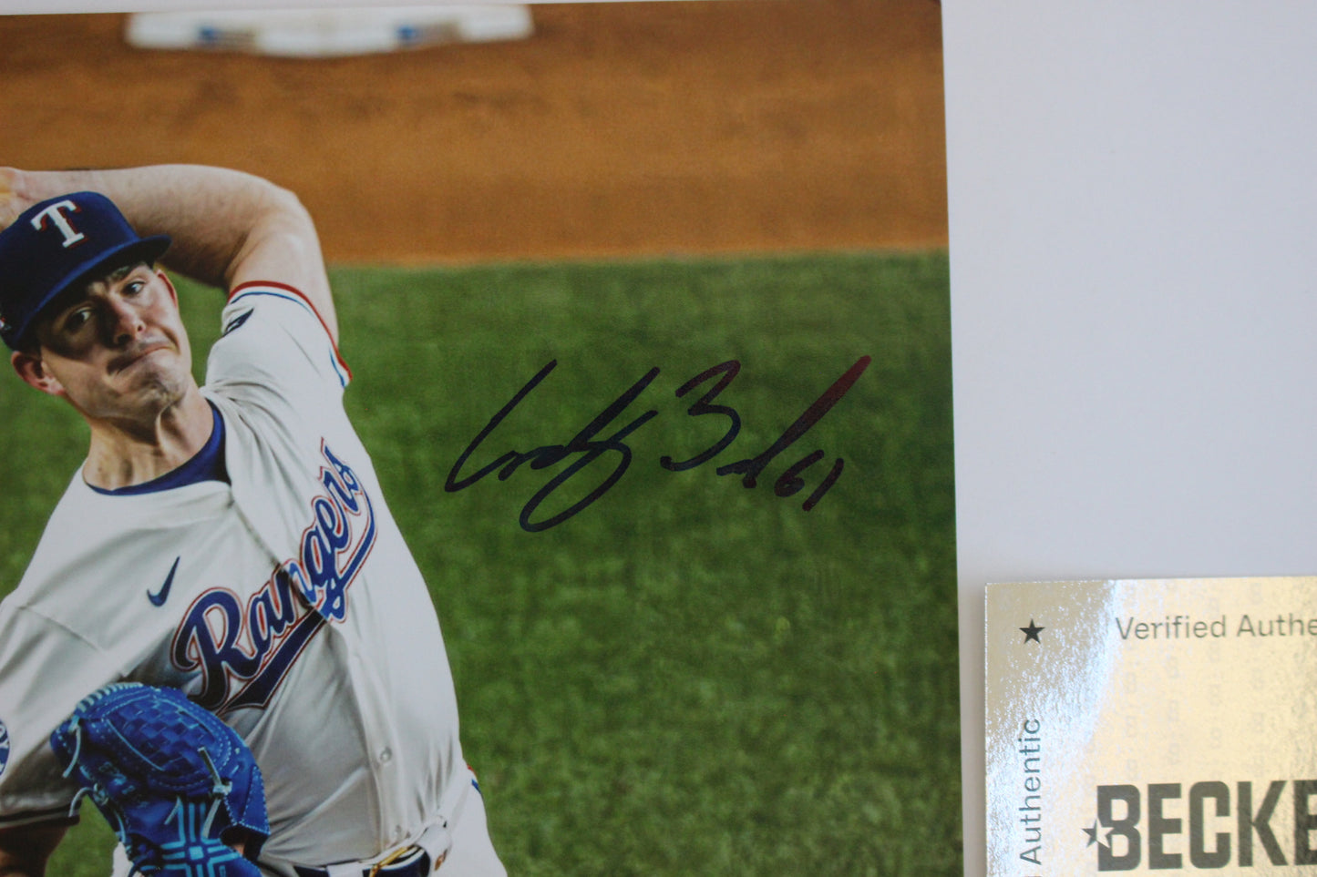 CODY BRADFORD TEXAS RANGERS SIGNED 8x10 PHOTO Throwing Ks BAS