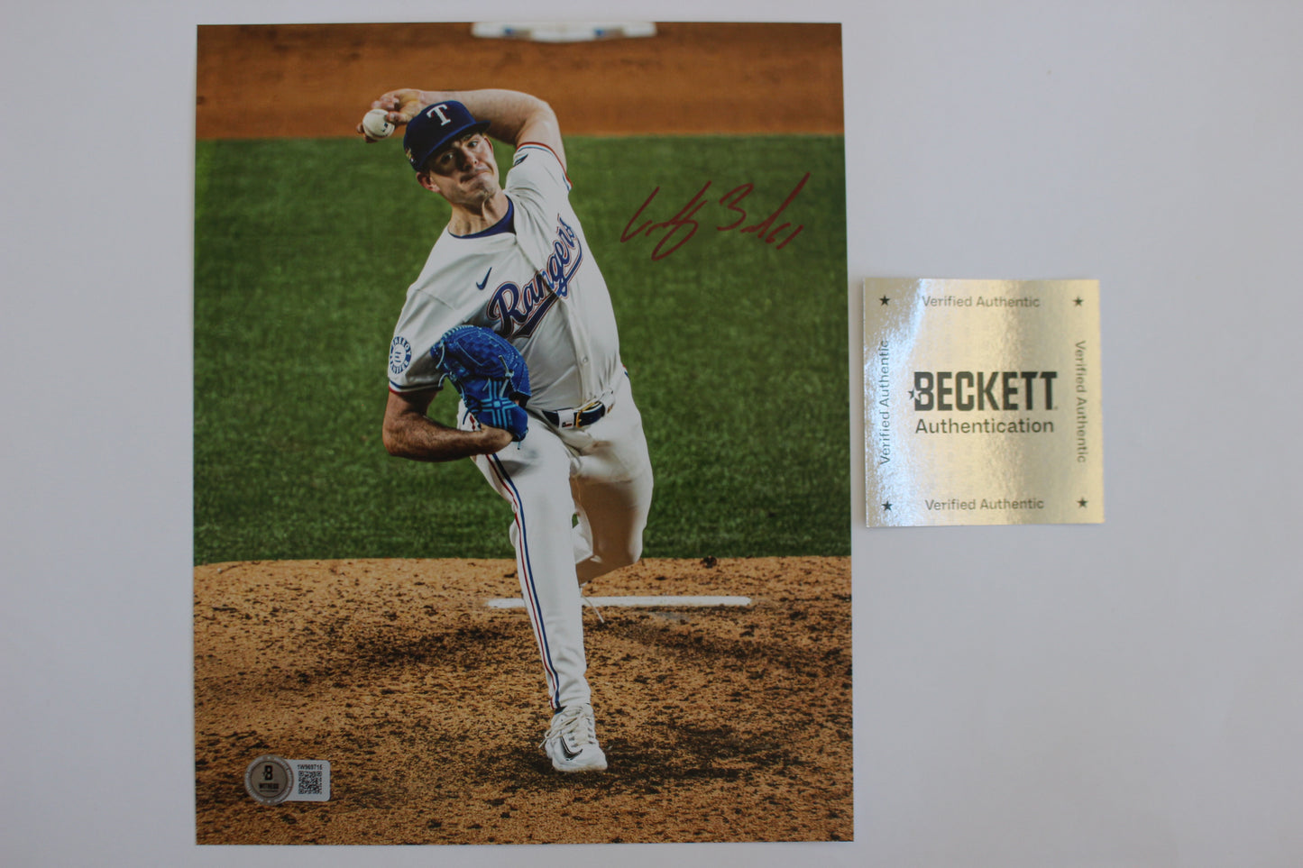 CODY BRADFORD TEXAS RANGERS SIGNED 8x10 PHOTO Throwing Ks BAS