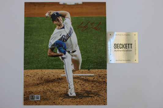 CODY BRADFORD TEXAS RANGERS SIGNED 8x10 PHOTO Throwing Ks BAS