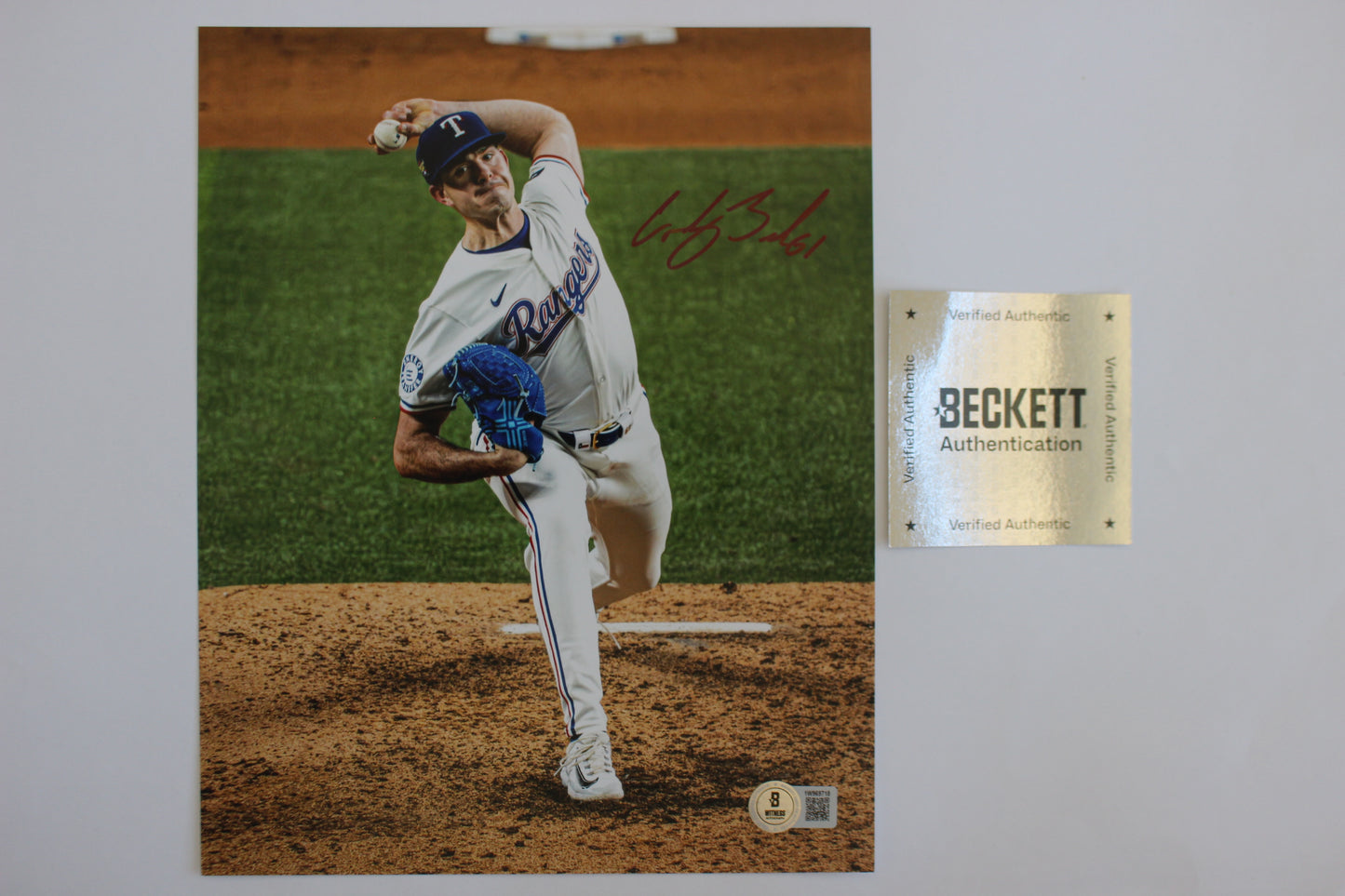 CODY BRADFORD TEXAS RANGERS SIGNED 8x10 PHOTO Throwing Ks BAS