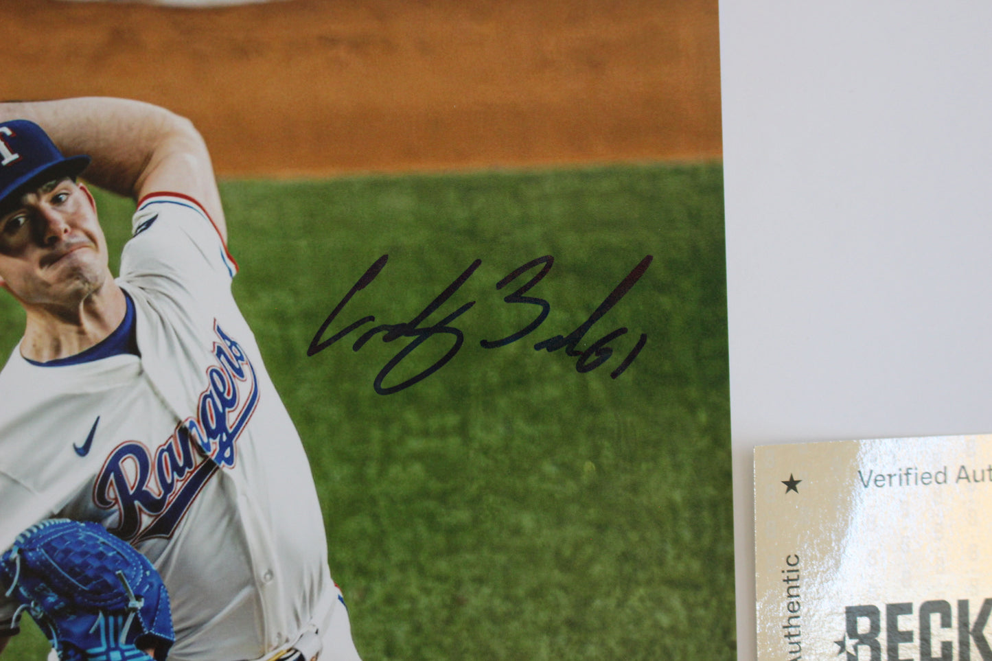 CODY BRADFORD TEXAS RANGERS SIGNED 8x10 PHOTO Throwing Ks BAS