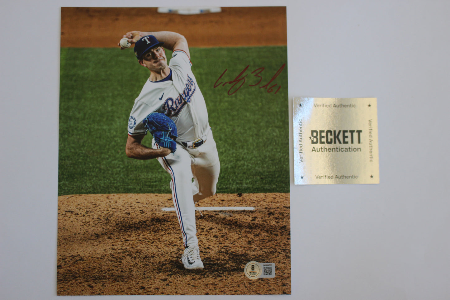 CODY BRADFORD TEXAS RANGERS SIGNED 8x10 PHOTO Throwing Ks BAS