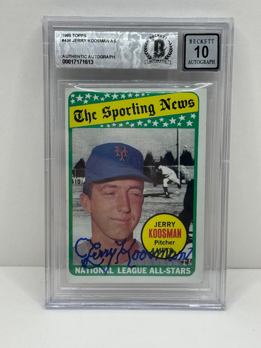 1969 Topps #434 Jerry Koosman All Star BGS 10 Autograph