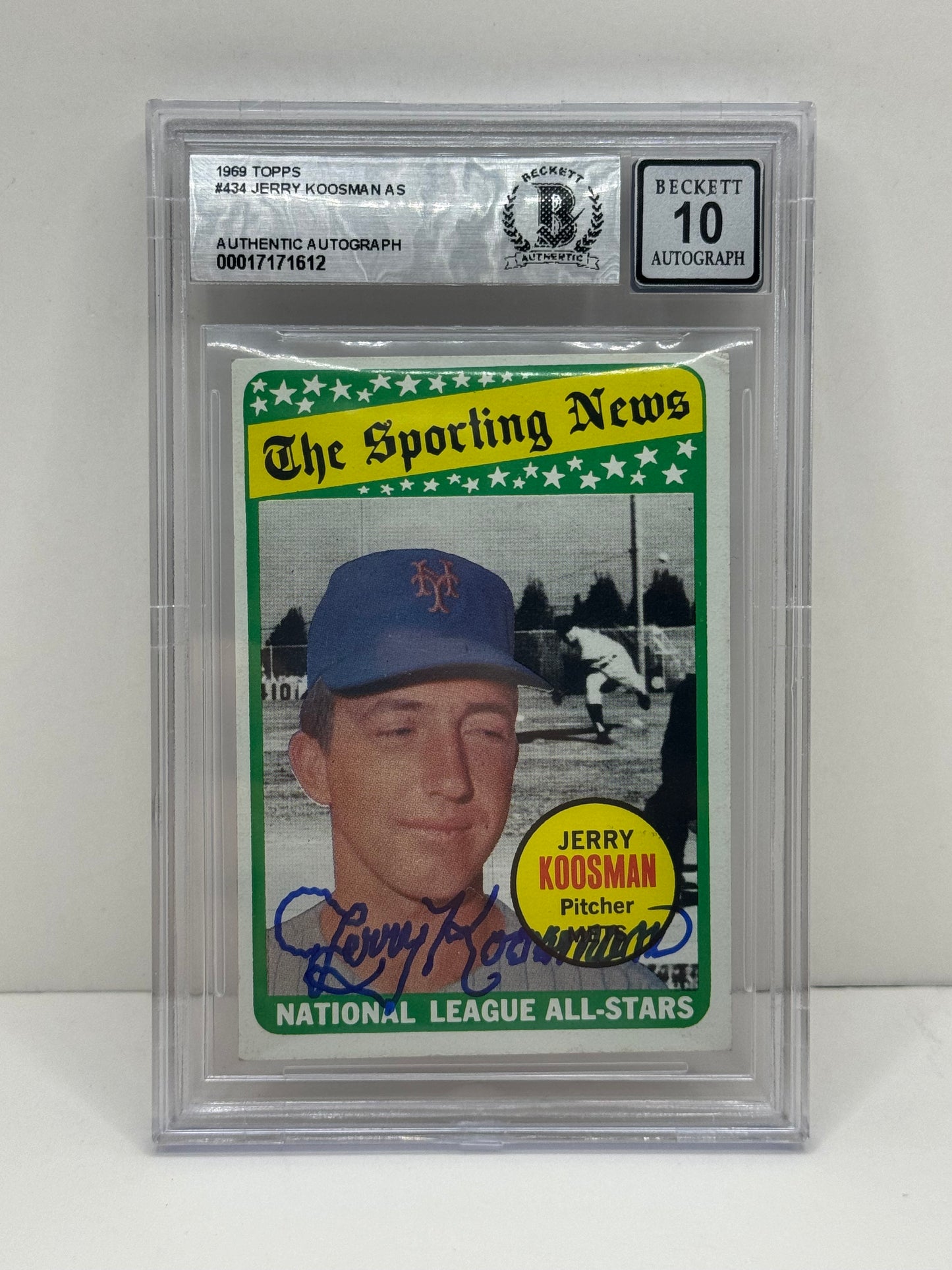 1969 Topps #434 Jerry Koosman All Star BGS 10 Autograph