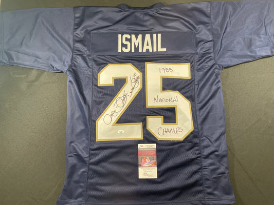 ROCKET ISMAIL NOTRE DAME SIGNED JERSEY (FULL SIG) w/"1988 National Champs" JSA