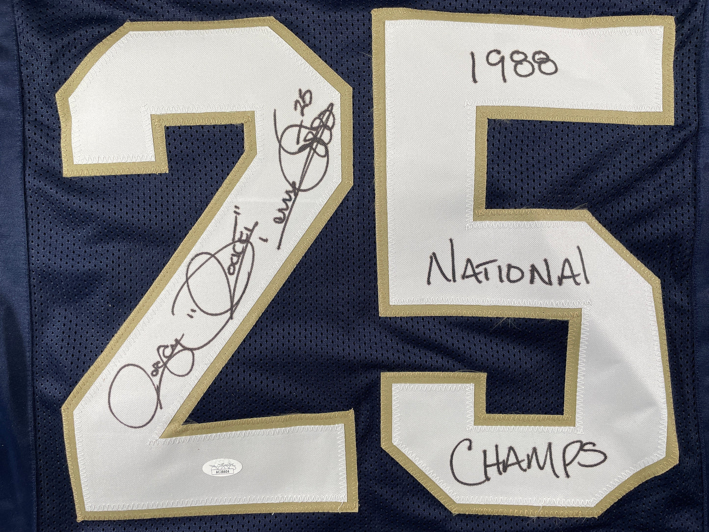 ROCKET ISMAIL NOTRE DAME SIGNED JERSEY (FULL SIG) w/"1988 National Champs" JSA
