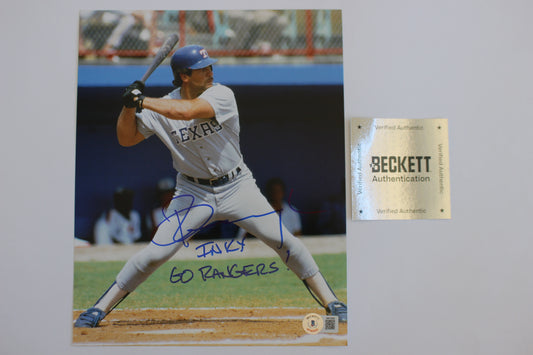PETE INGCAVLIA TEXAS RANGERS SIGNED 8x10 PHOTO w/GO RANGERS! BAS COA