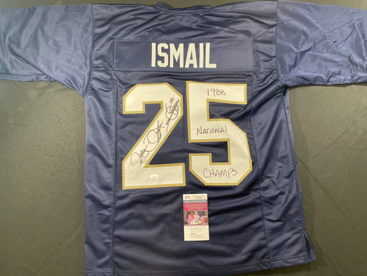 ROCKET ISMAIL NOTRE DAME SIGNED JERSEY (FULL SIG) w/"1988 National Champs" JSA
