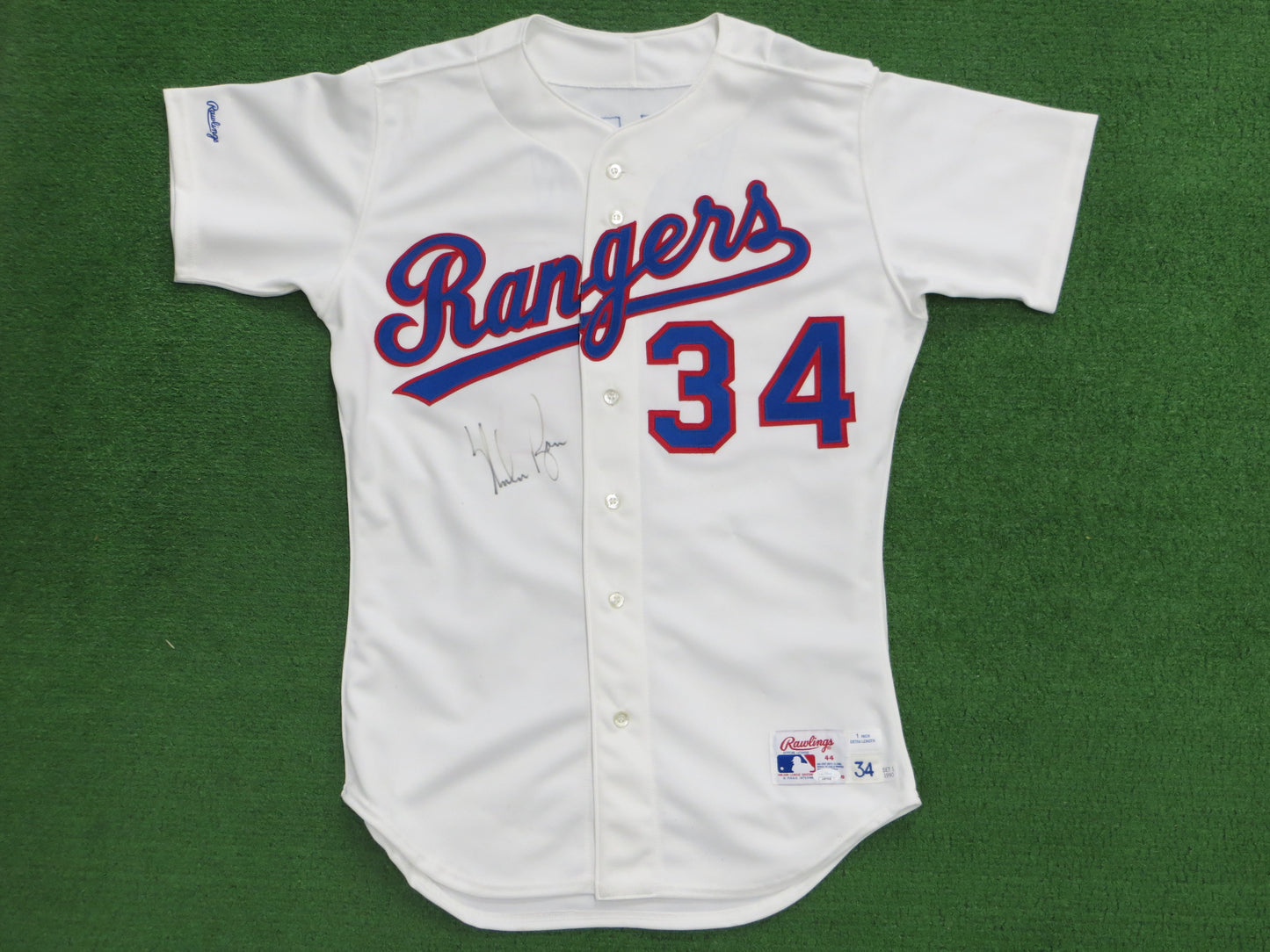 NOLAN RYAN SIGNED TEXAS RANGERS 1990 Game Model RAWLINGS JERSEY JSA