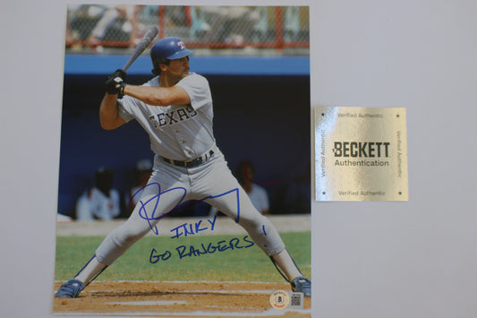 PETE INGCAVLIA TEXAS RANGERS SIGNED 8x10 PHOTO w/GO RANGERS! BAS COA