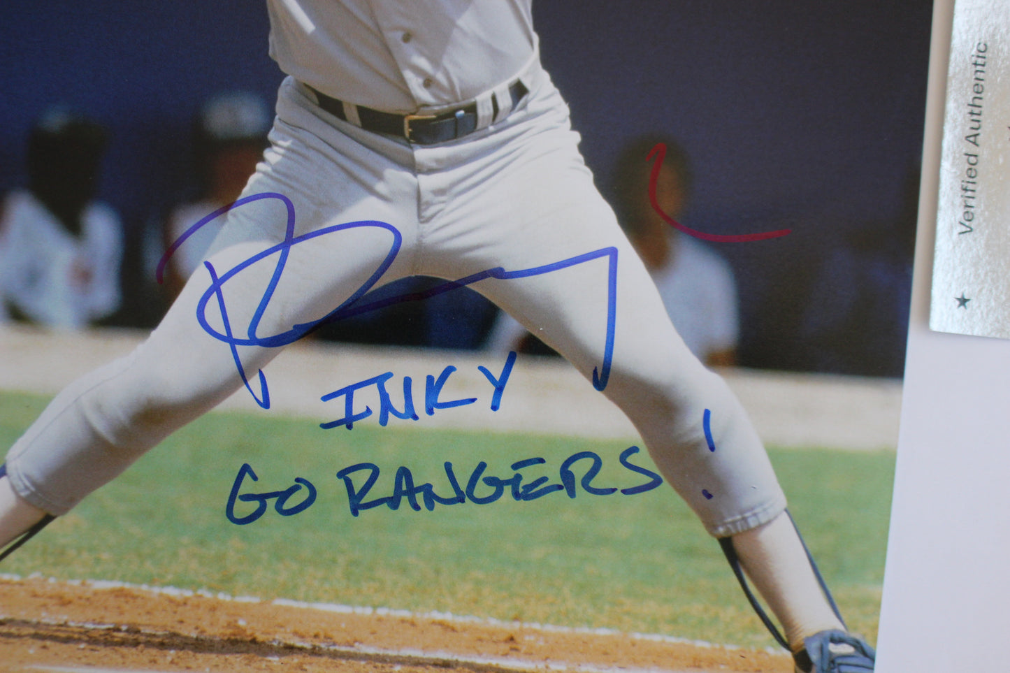 PETE INGCAVLIA TEXAS RANGERS SIGNED 8x10 PHOTO w/GO RANGERS! BAS COA
