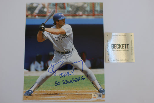 PETE INGCAVLIA TEXAS RANGERS SIGNED 8x10 PHOTO w/GO RANGERS! BAS COA