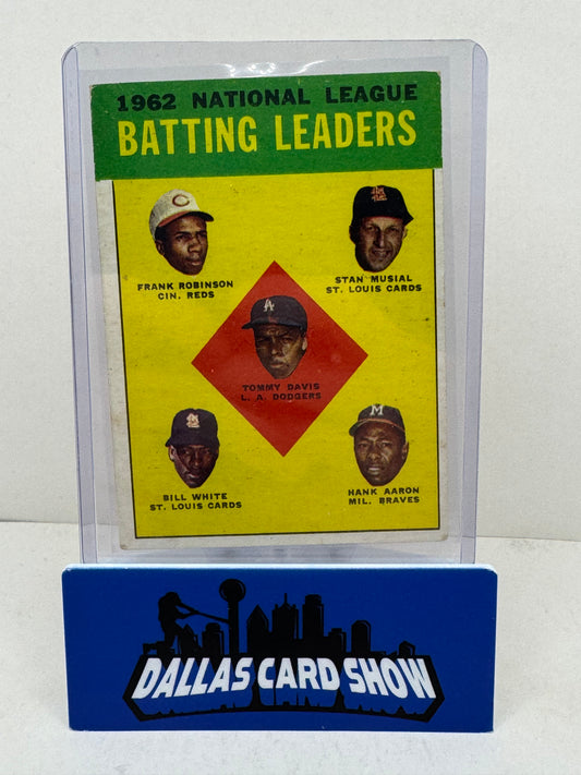 1963 Topps #1 Batting Leaders (Robinson, Musial, Davis, White, Hank Aaron)