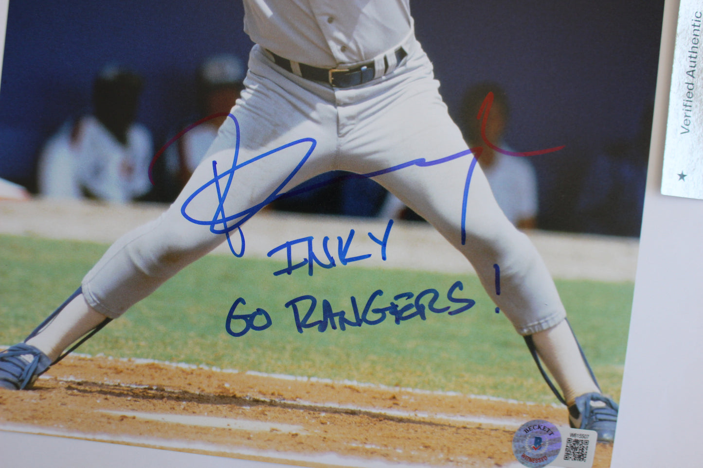 PETE INGCAVLIA TEXAS RANGERS SIGNED 8x10 PHOTO w/GO RANGERS! BAS COA