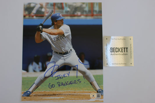 PETE INGCAVLIA TEXAS RANGERS SIGNED 8x10 PHOTO w/GO RANGERS! BAS COA
