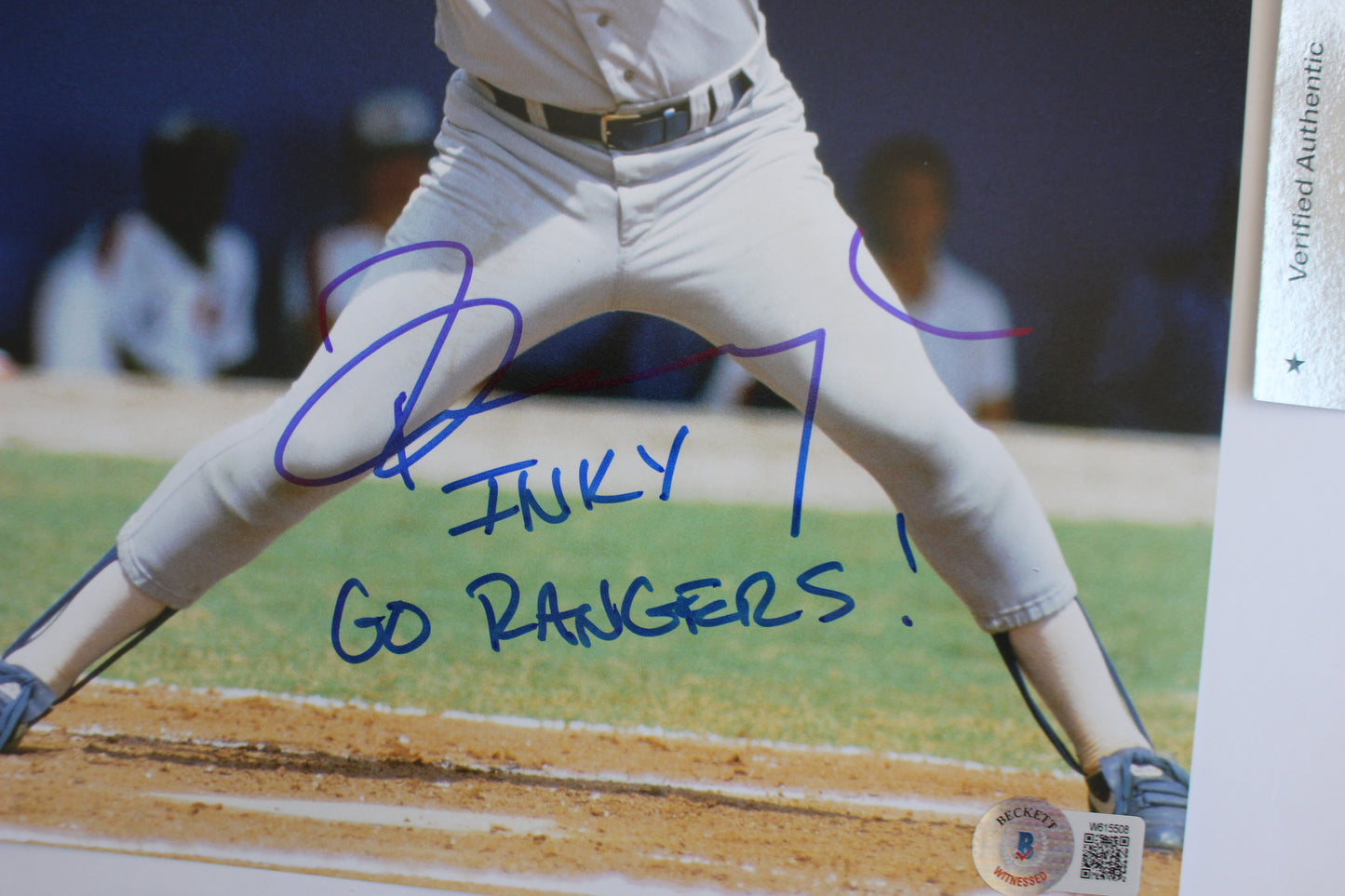 PETE INGCAVLIA TEXAS RANGERS SIGNED 8x10 PHOTO w/GO RANGERS! BAS COA