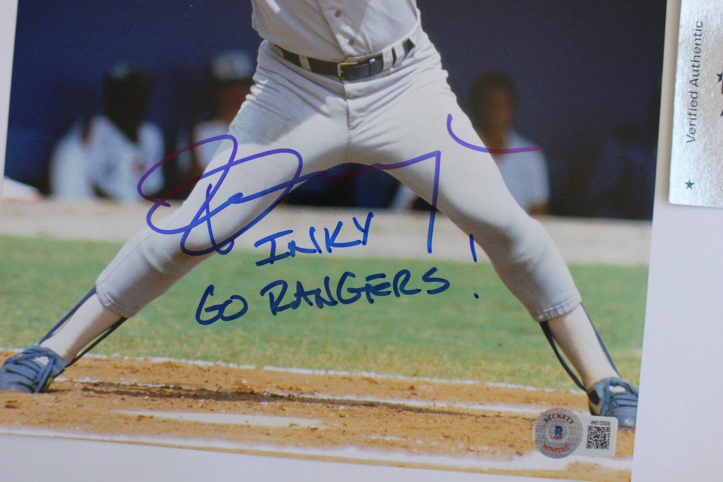 PETE INGCAVLIA TEXAS RANGERS SIGNED 8x10 PHOTO w/GO RANGERS! BAS COA