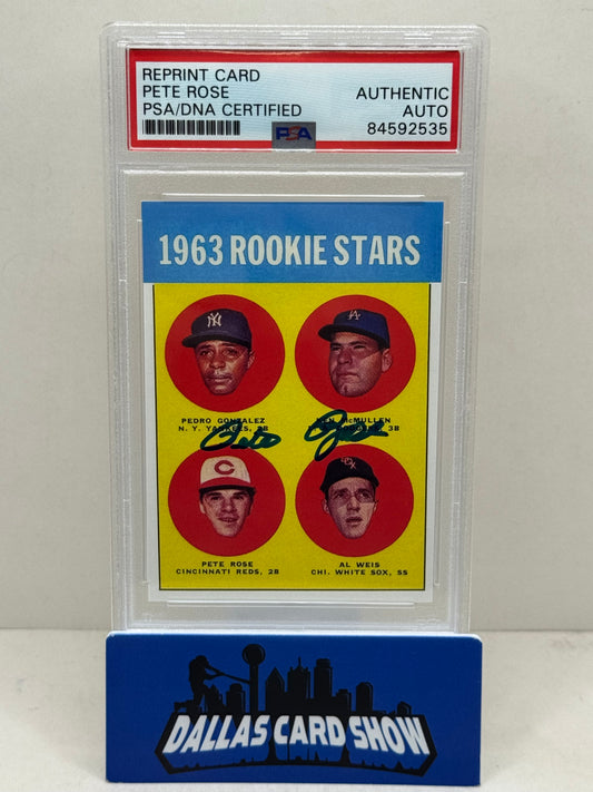 Pete Rose 1963 Topps Rookie Reprint Autograph Card #537 PSA/DNA