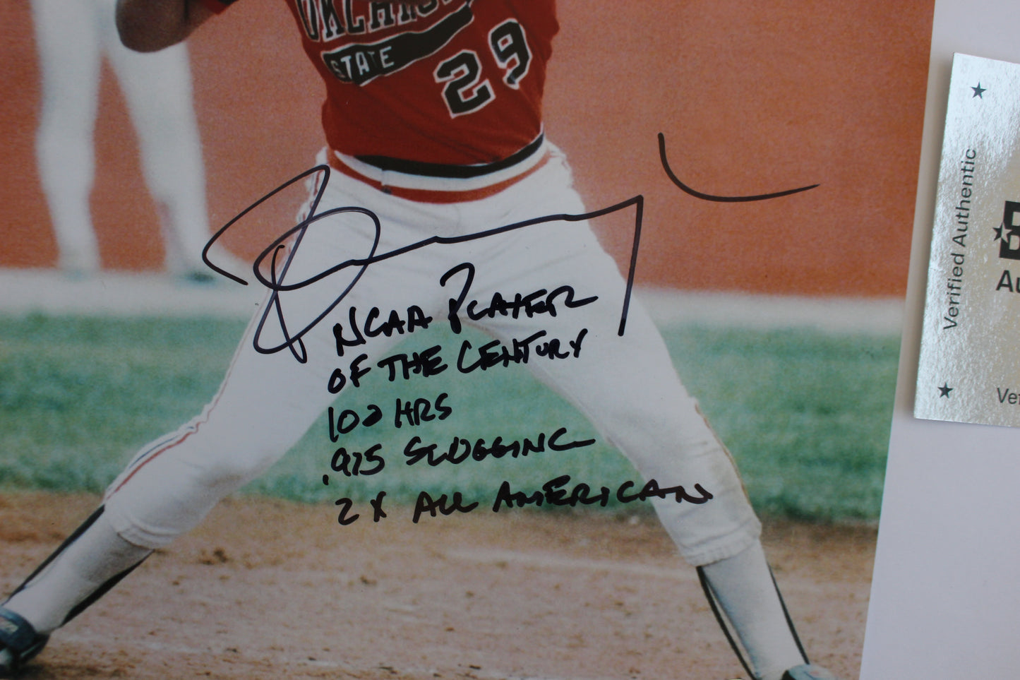 PETE INGCAVLIA OK STATE COWBOYS SIGNED 8x10 PHOTO w/STATS BAS