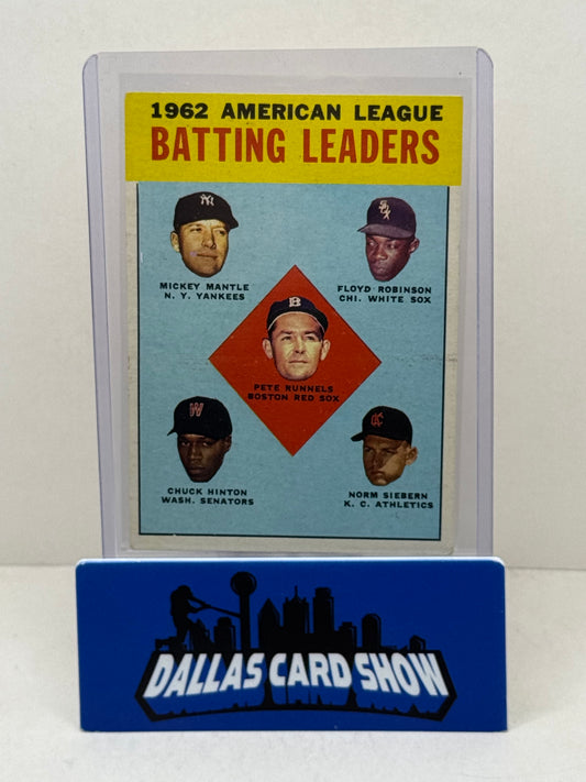 1963 Topps '62 Batting Leaders (Mantle, Robinson, Runnels, Hinton, Siebern)