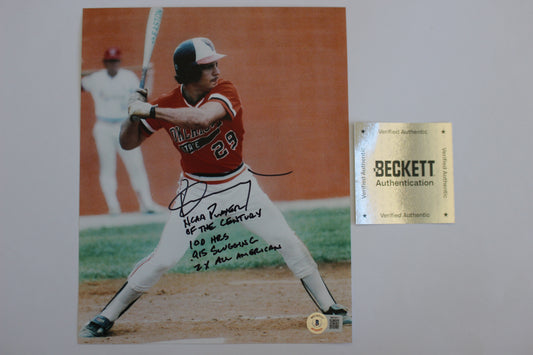 PETE INGCAVLIA OK STATE COWBOYS SIGNED 8x10 PHOTO w/STATS BAS