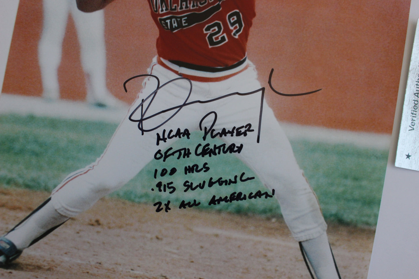 PETE INGCAVLIA OK STATE COWBOYS SIGNED 8x10 PHOTO w/STATS BAS