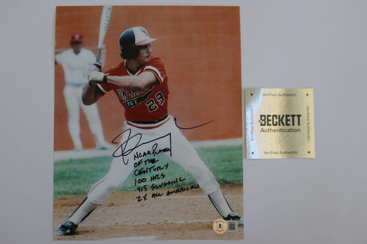 PETE INGCAVLIA OK STATE COWBOYS SIGNED 8x10 PHOTO w/STATS BAS