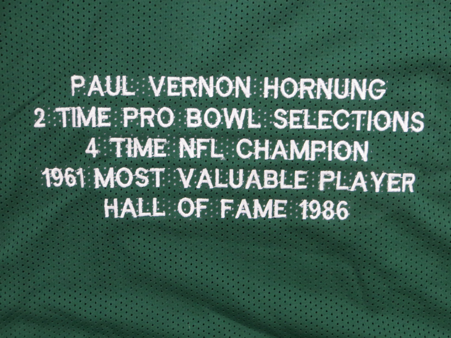 PAUL HORNUNG GREEN BAY PACKERS SIGNED FOOTBALL JERSEY JSA