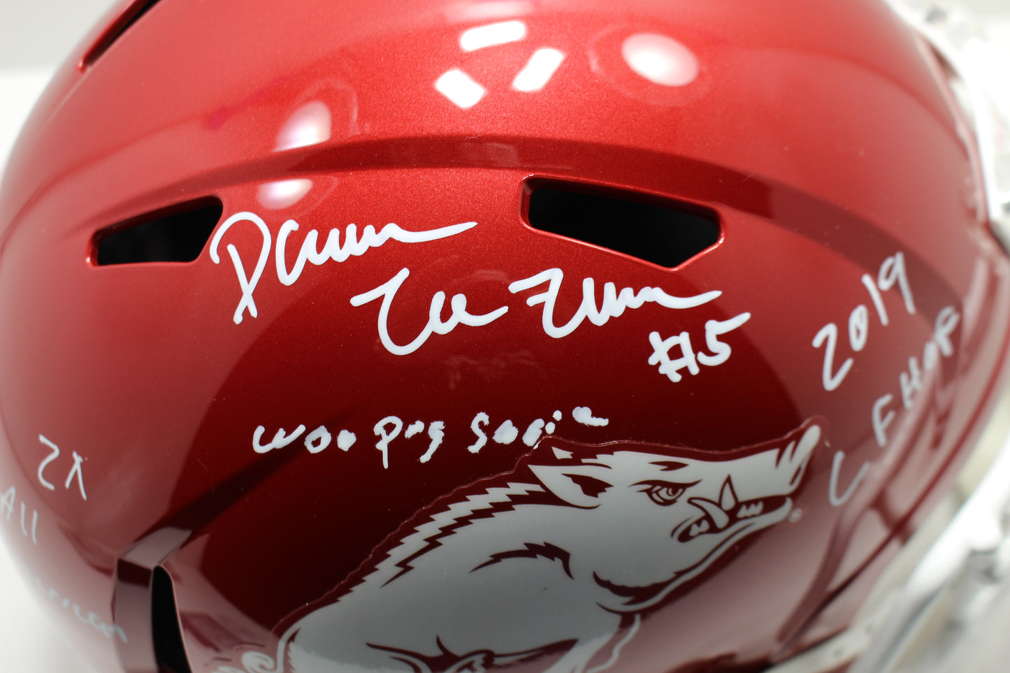 DARREN McFADDEN SIGNED ARKANSAS RAZORBACKS FULL SIZE HELMET wINSCs JSA