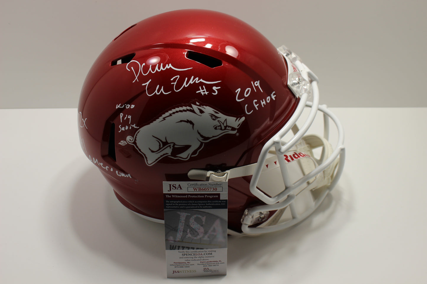 DARREN McFADDEN SIGNED ARKANSAS RAZORBACKS FULL SIZE HELMET wINSCs JSA