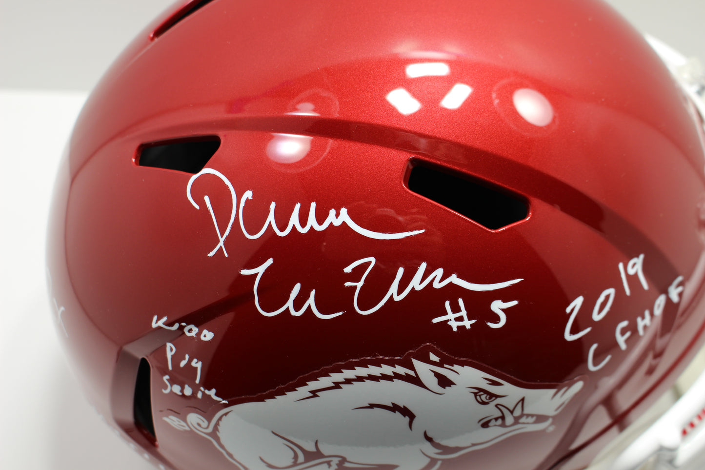 DARREN McFADDEN SIGNED ARKANSAS RAZORBACKS FULL SIZE HELMET wINSCs JSA