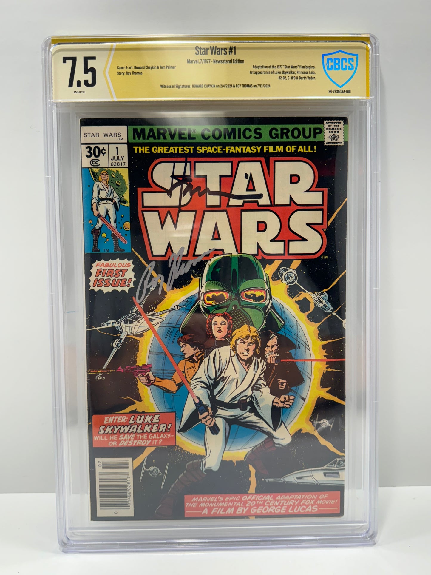1977 Star Wars #1 Signed By Howard Chaikin and Roy Thomas CBCS 7.5