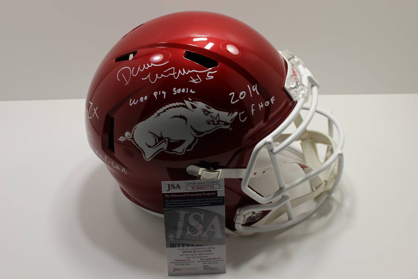 DARREN McFADDEN SIGNED ARKANSAS RAZORBACKS FULL SIZE HELMET wINSCs JSA