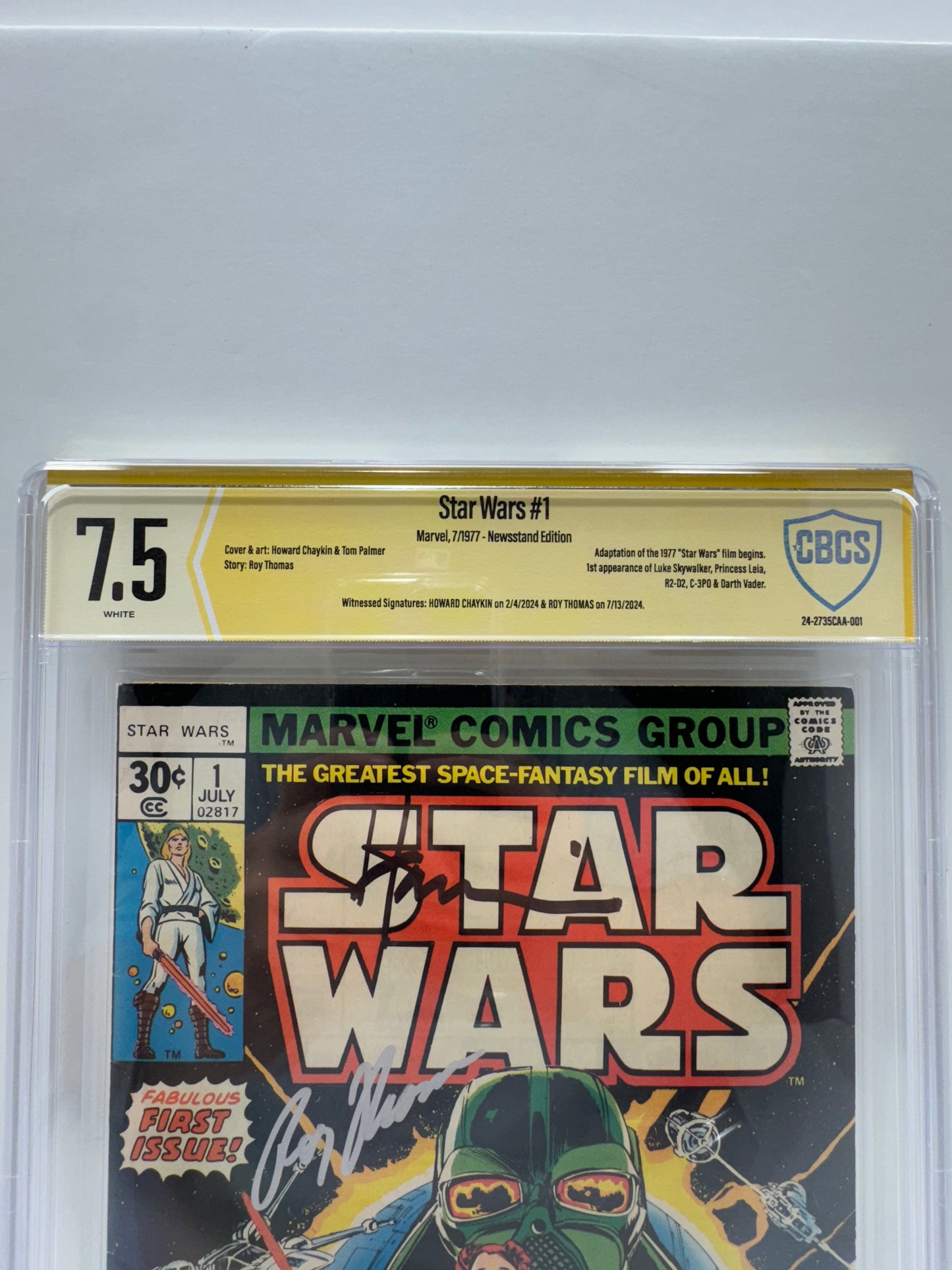 1977 Star Wars #1 Signed By Howard Chaikin and Roy Thomas CBCS 7.5