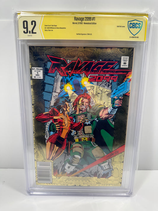 Ravage 2099 #1 Gold Foil Cover Signed Bay Stan Lee CBCS 9.2