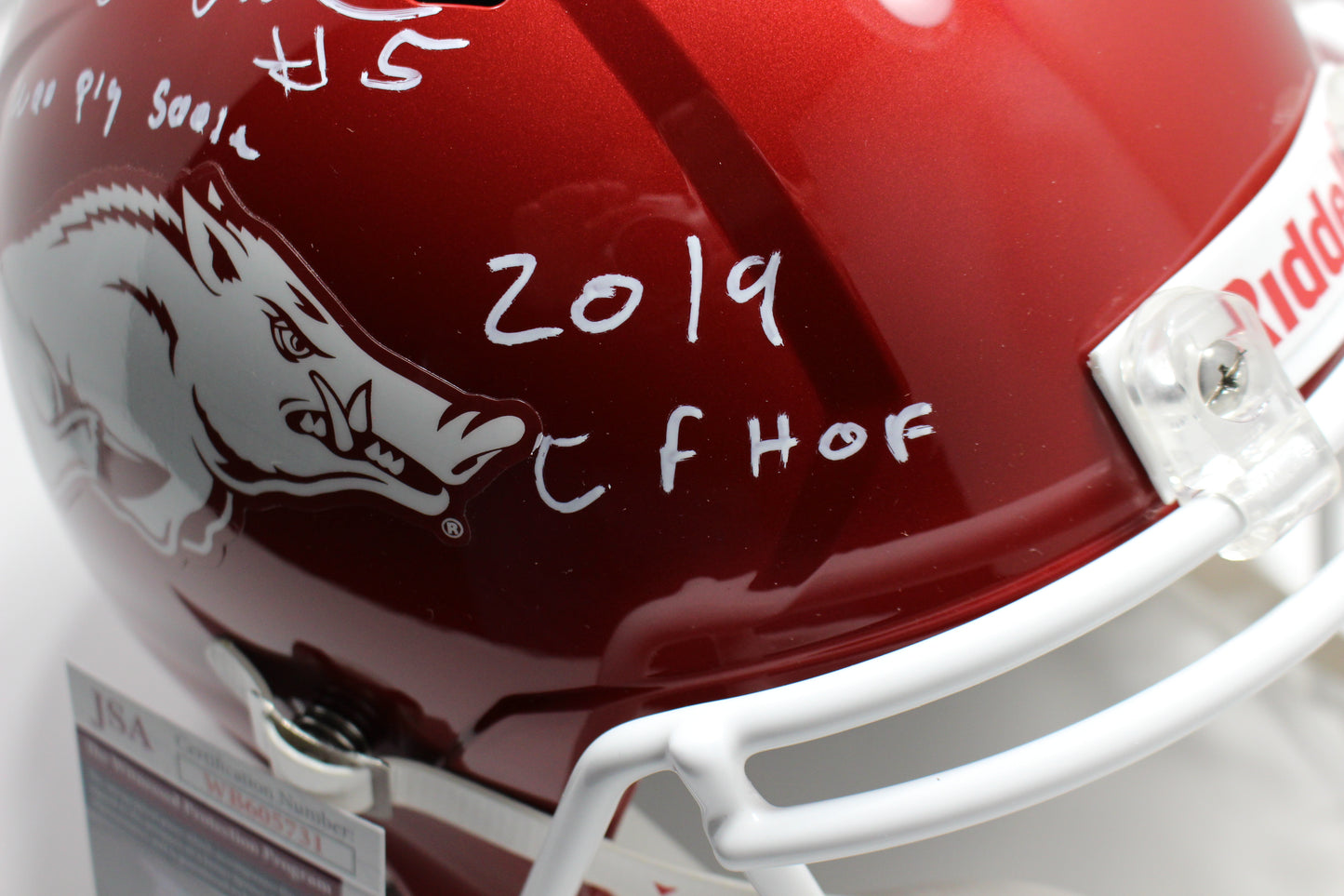 DARREN McFADDEN SIGNED ARKANSAS RAZORBACKS FULL SIZE HELMET wINSCs JSA