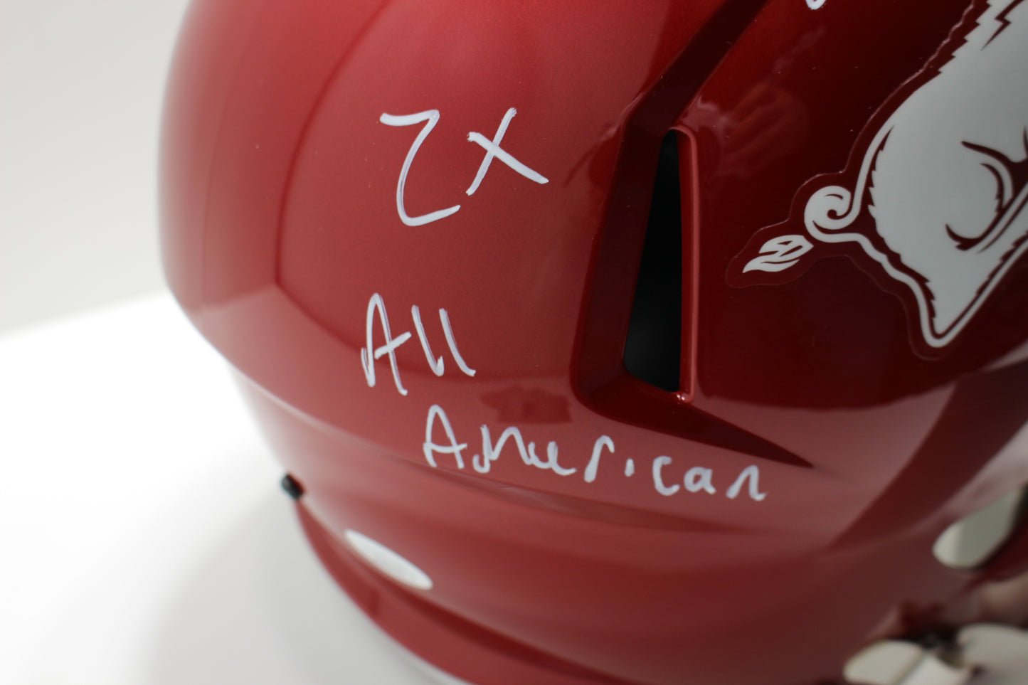 DARREN McFADDEN SIGNED ARKANSAS RAZORBACKS FULL SIZE HELMET wINSCs JSA