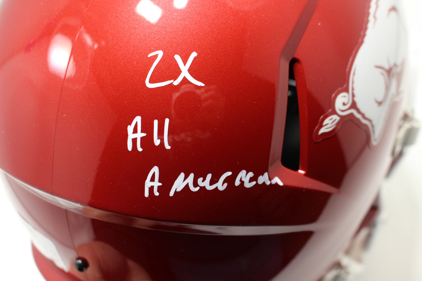 DARREN McFADDEN SIGNED ARKANSAS RAZORBACKS FULL SIZE HELMET wINSCs JSA