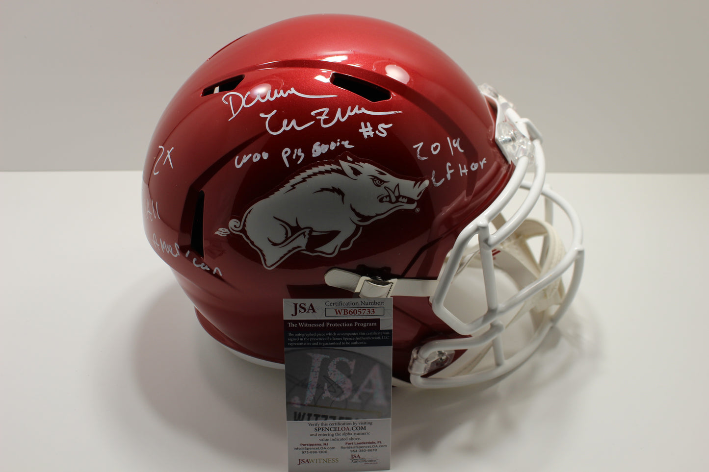 DARREN McFADDEN SIGNED ARKANSAS RAZORBACKS FULL SIZE HELMET wINSCs JSA