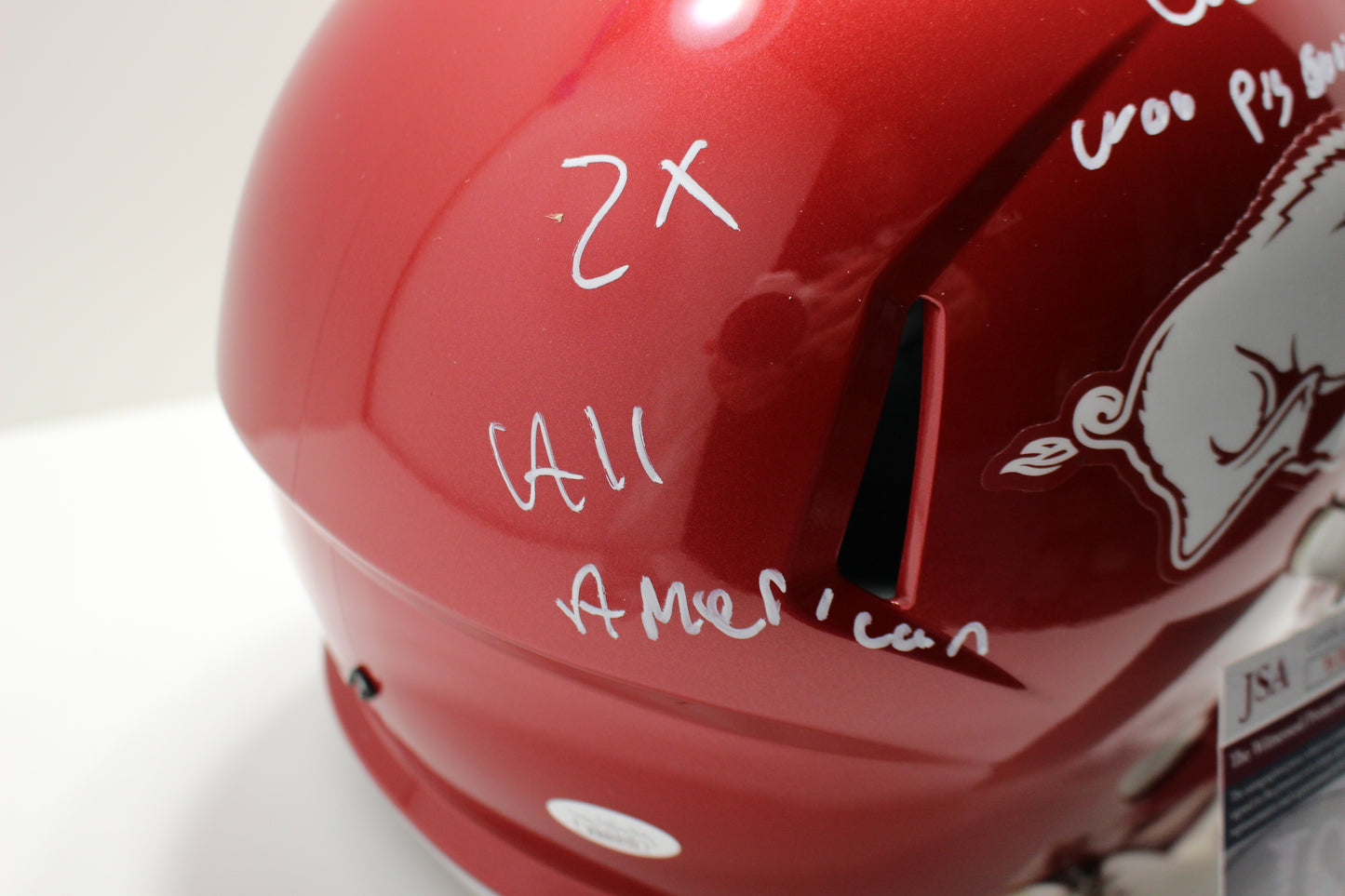 DARREN McFADDEN SIGNED ARKANSAS RAZORBACKS FULL SIZE HELMET wINSCs JSA