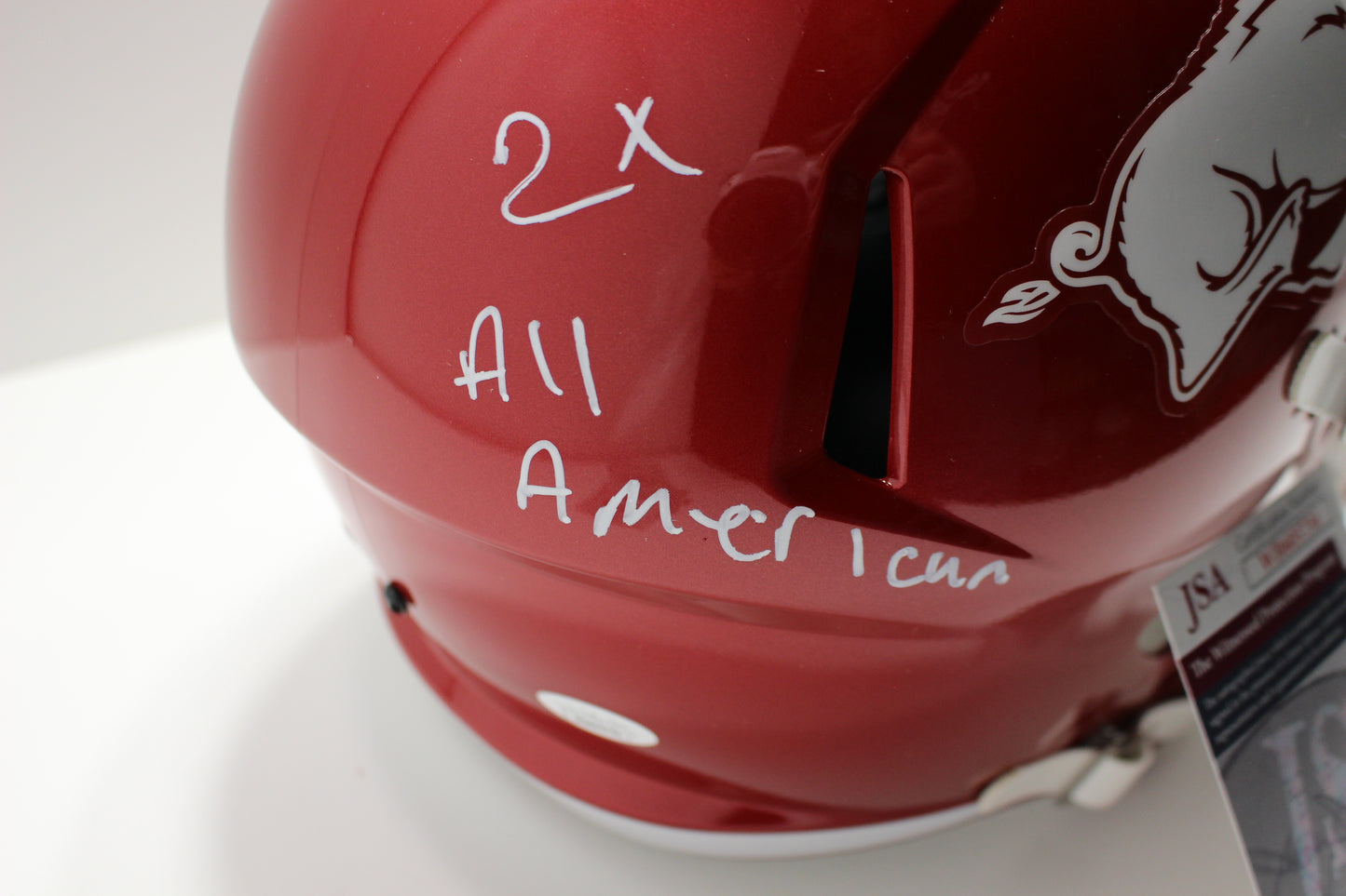 DARREN McFADDEN SIGNED ARKANSAS RAZORBACKS FULL SIZE HELMET wINSCs JSA