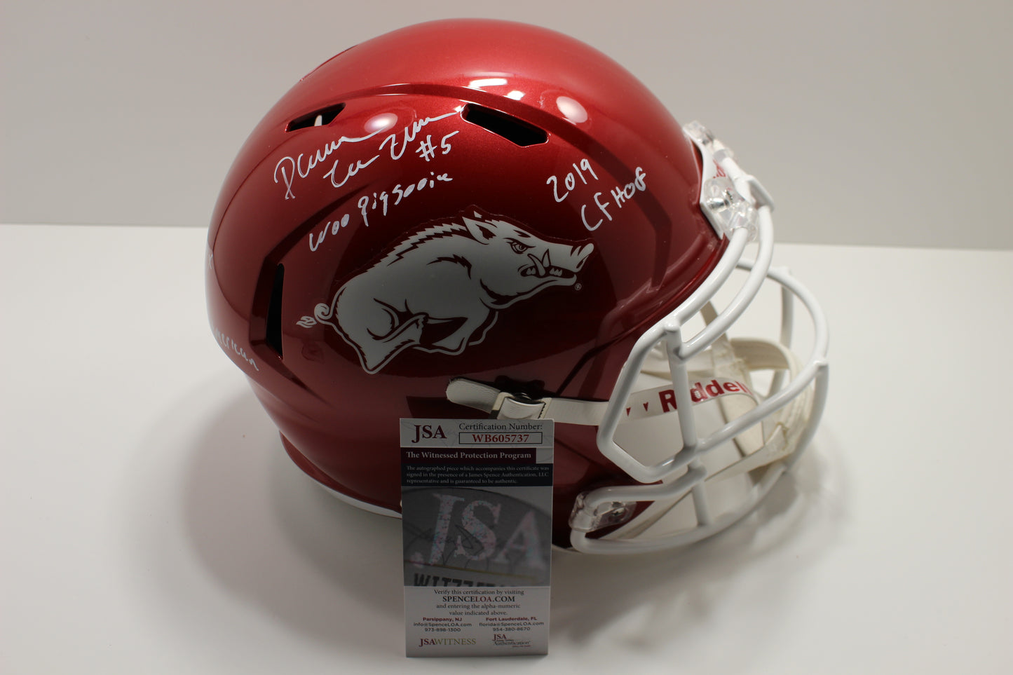 DARREN McFADDEN SIGNED ARKANSAS RAZORBACKS FULL SIZE HELMET wINSCs JSA