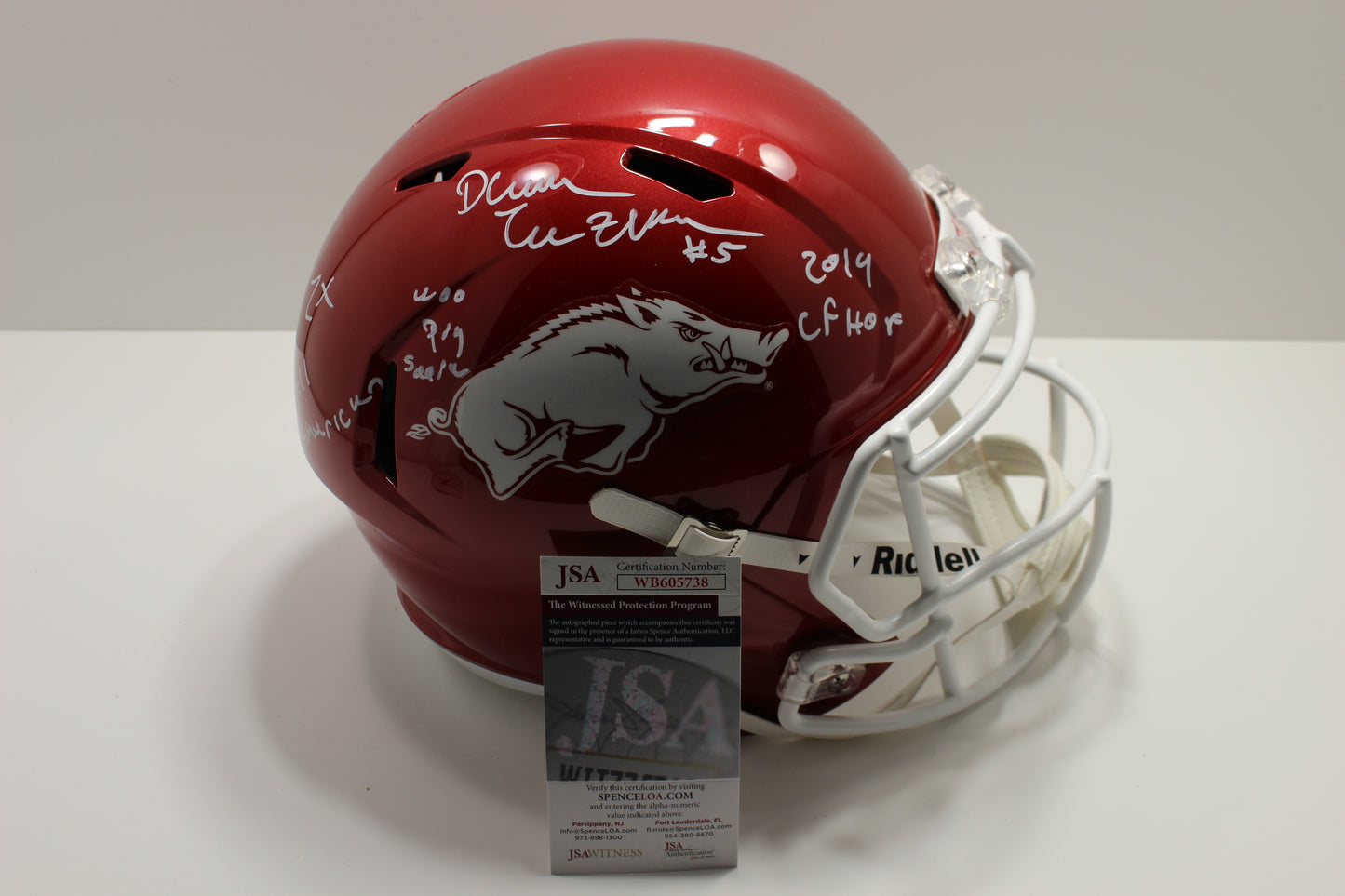 DARREN McFADDEN SIGNED ARKANSAS RAZORBACKS FULL SIZE HELMET wINSCs JSA
