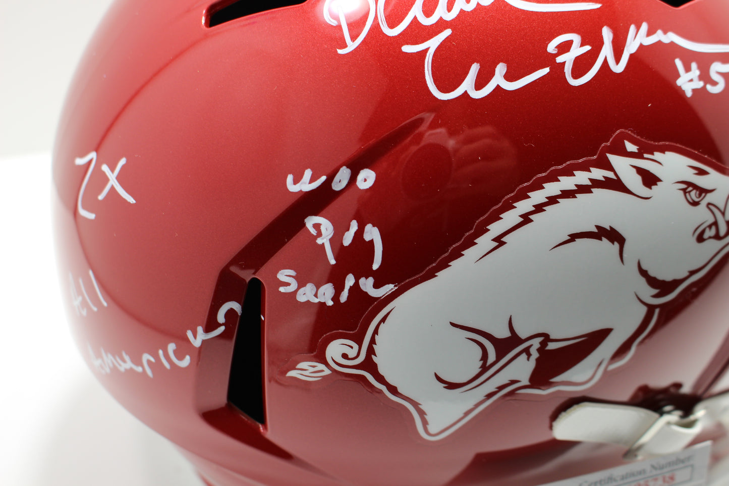 DARREN McFADDEN SIGNED ARKANSAS RAZORBACKS FULL SIZE HELMET wINSCs JSA
