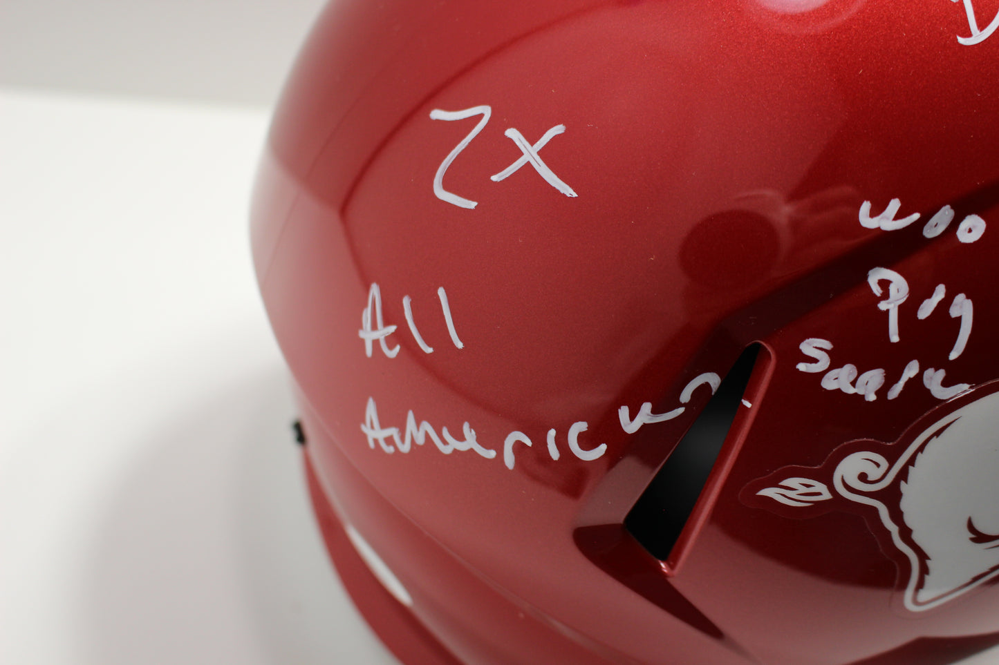 DARREN McFADDEN SIGNED ARKANSAS RAZORBACKS FULL SIZE HELMET wINSCs JSA