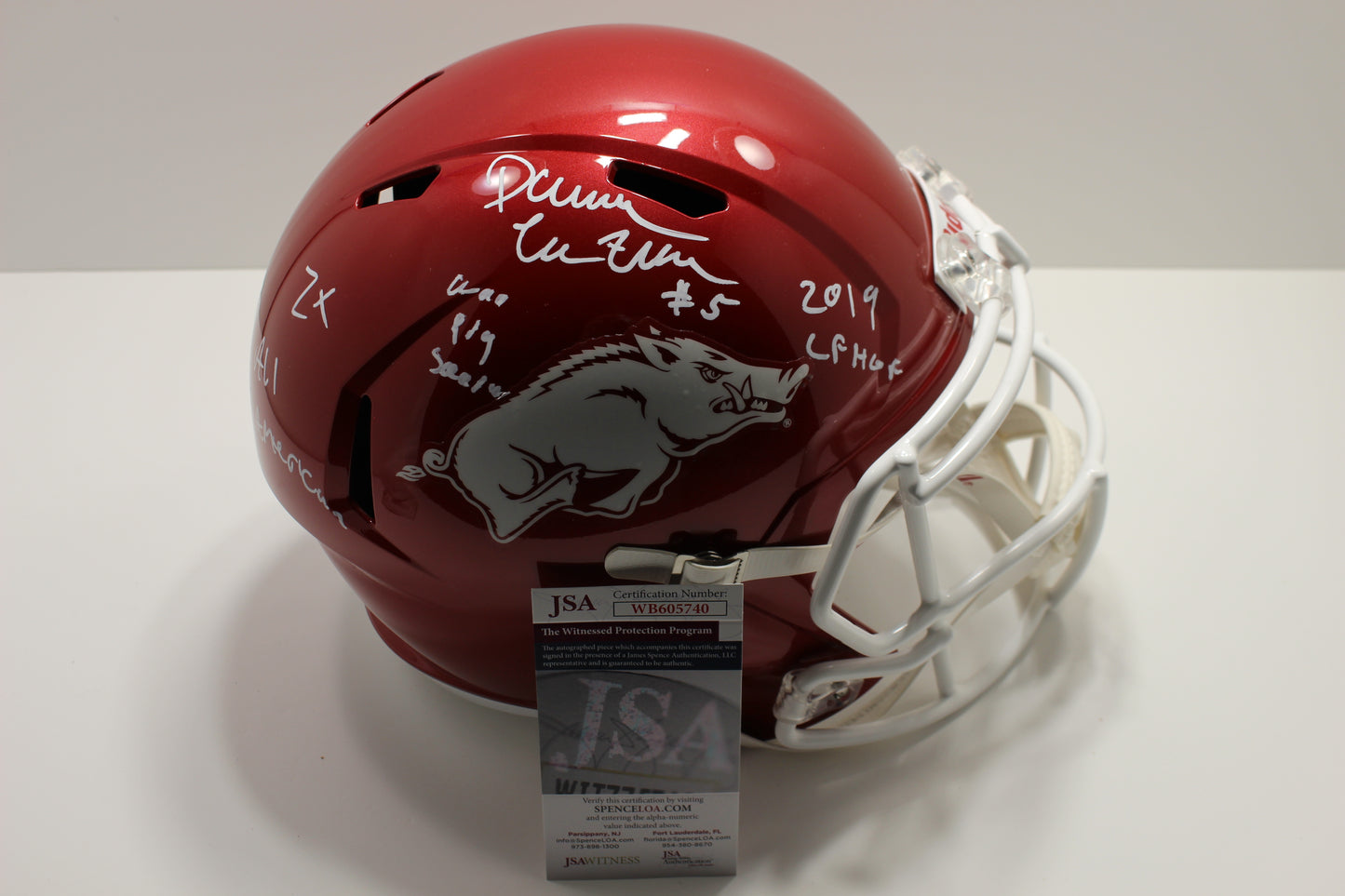 DARREN McFADDEN SIGNED ARKANSAS RAZORBACKS FULL SIZE HELMET wINSCs JSA