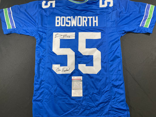 BRIAN BOSWORTH SEATTLE SEAHAWKS SIGNED JERSEY Oklahoma OU Sooners XL w/INSC JSA