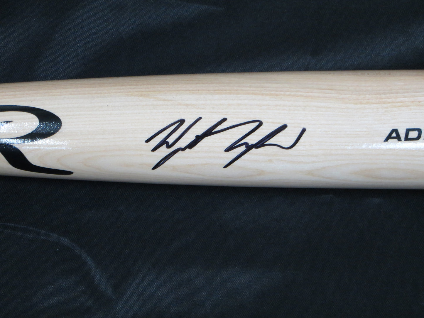 WYATT LANGFORD TEXAS RANGERS SIGNED Rawlings Blonde Baseball BAT BAS