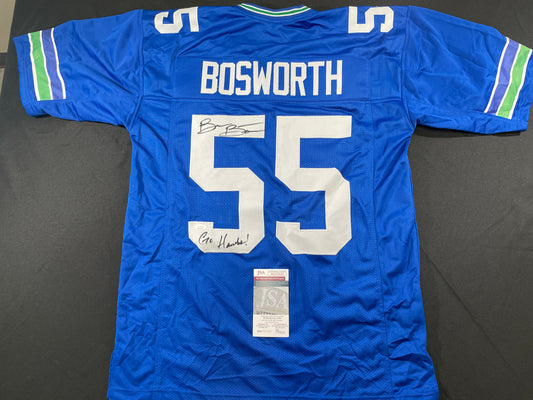 BRIAN BOSWORTH SEATTLE SEAHAWKS SIGNED JERSEY Oklahoma OU Sooners XL w/INSC JSA